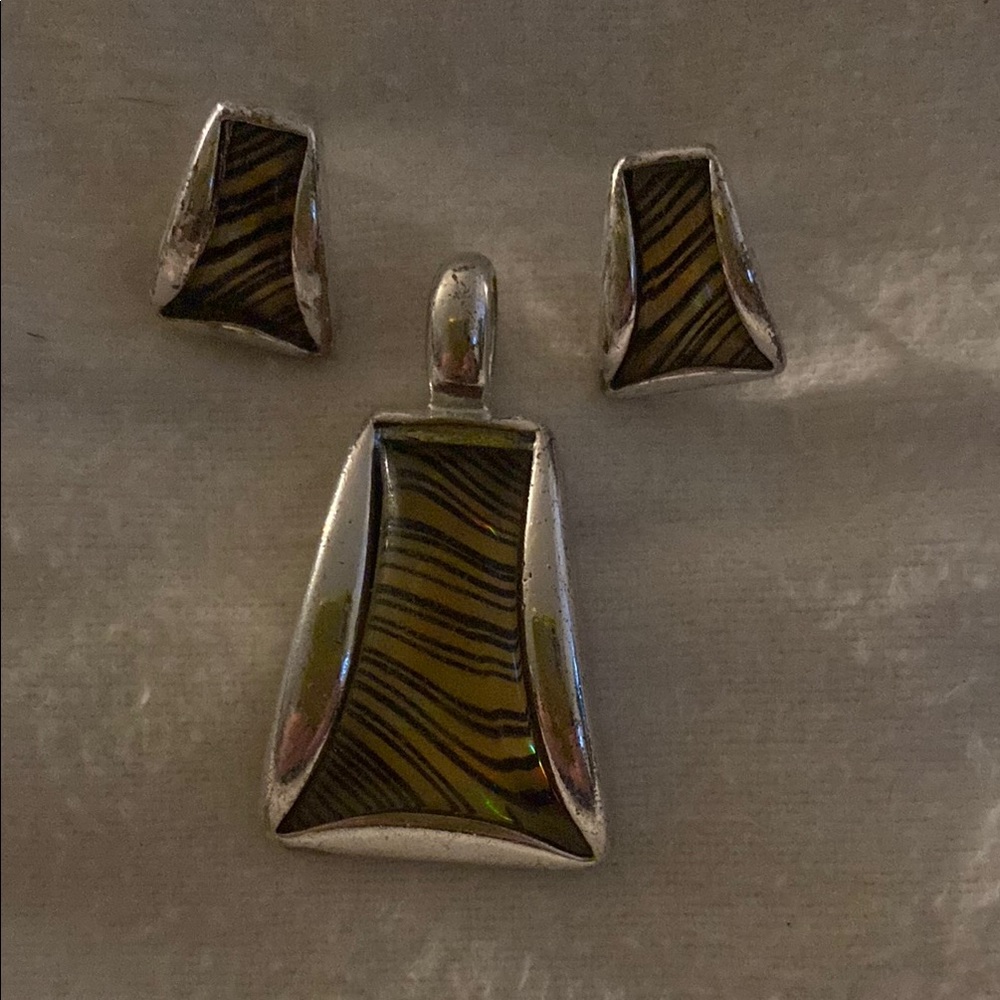 Elegant Silver Pendant Earrings Set